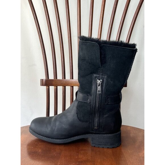 UGG Pernille Convertible Boots Black Women’s Sz 6 Wool Leather Warm Booties - Picture 9 of 12